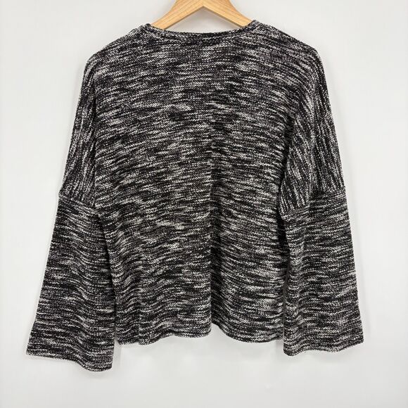 Madewell Button-Shoulder Wide-Sleeve Top in True Black, Sz Med, Transition - Picture 2 of 8
